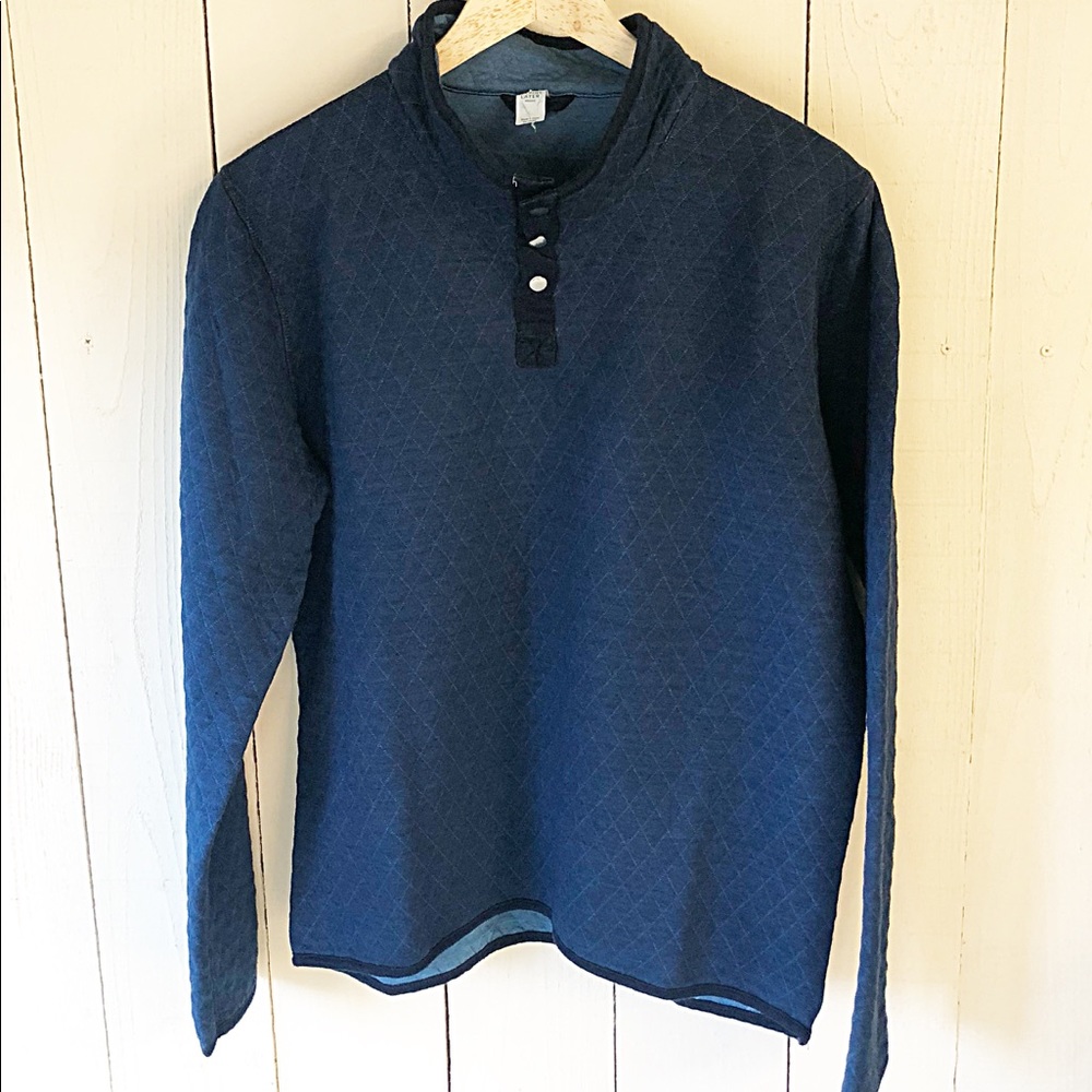 Marine Layer Quilted Blue Fleece Size Medium